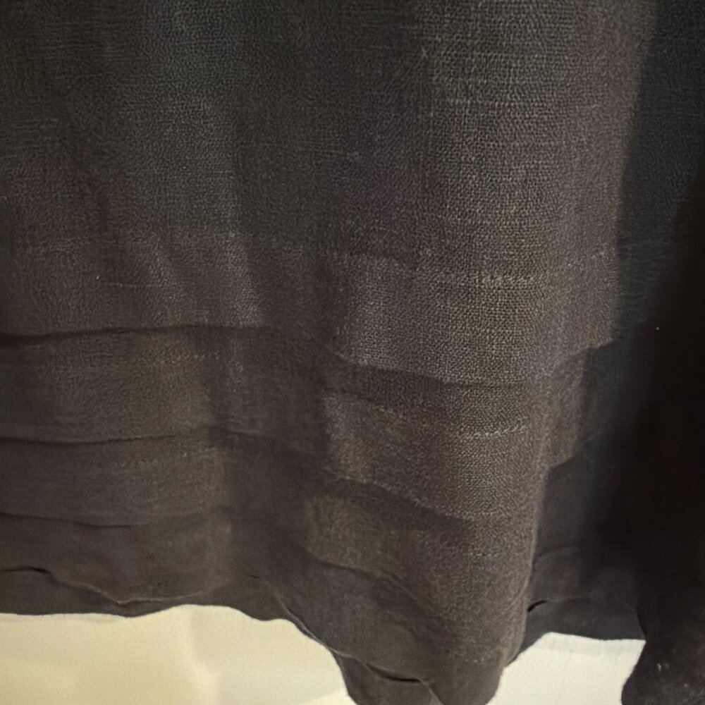 Nicole Miller Original Black Dress Linen Blend Minimalist V-Neck L Pintuck Hem - Picture 3 of 10